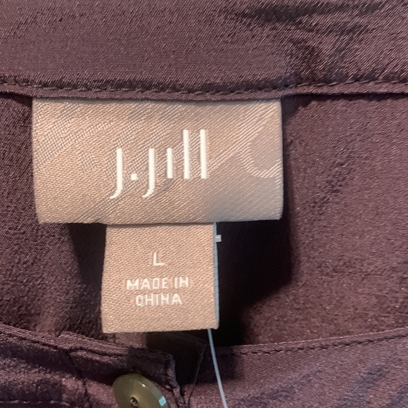 J Jill Aubergine Silk Tunic Top Plum Purple Long Sleeve Women’s Sz Large - Picture 7 of 10